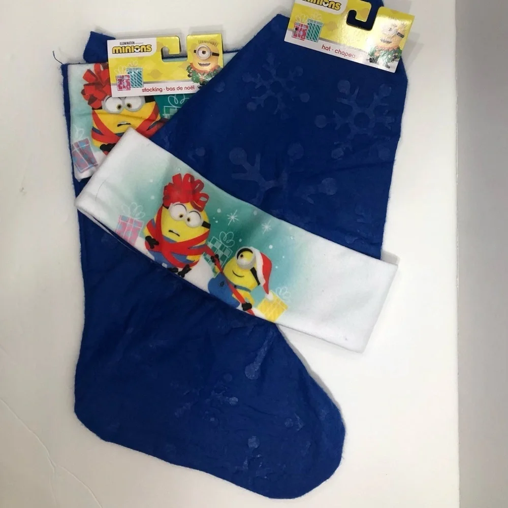 Minions Santa Hat/Stocking NWT